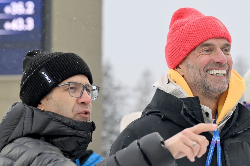 Jürgen Klopp (r) plauderte mit Biathlon-Legende Ole Einar Björndalen.