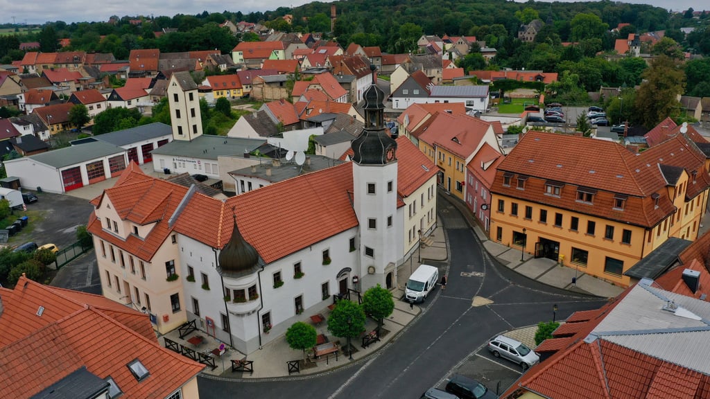 Blick auf das Rathaus der Stadt Gerbstedt. 