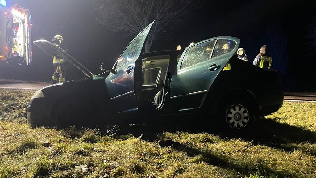 Beim Ausweichen landete ein 39-Jähriger auf der L66 bei Hedersleben mit seinem Auto im Graben.