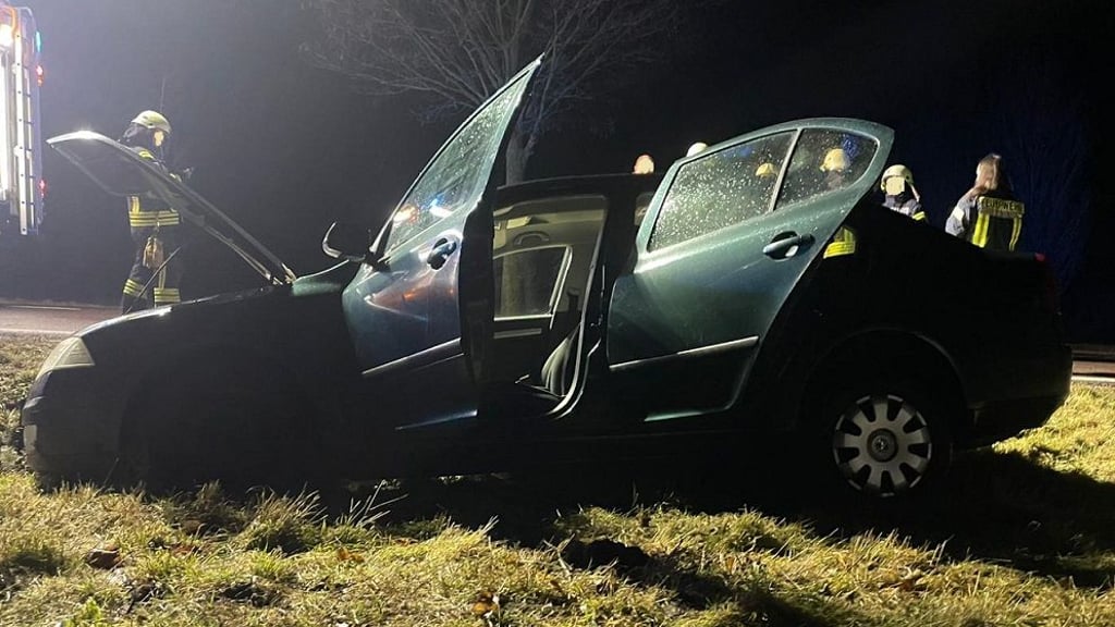 Beim Ausweichen landete ein 39-Jähriger auf der L66 bei Hedersleben mit seinem Auto im Graben.