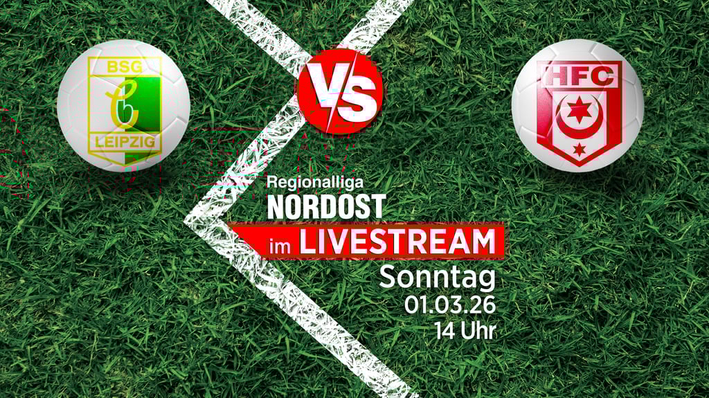 In der Regionalliga Nordost kommt es am 1. März zum Duell zwischen Chemie Leipzig und dem Halleschen FC. Wir zeigen das Spiel im Livestream.