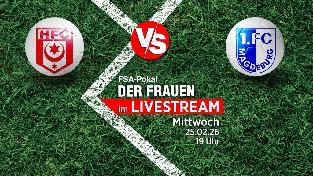 Im Viertelfinale des Landespokals der Frauen kommt es zum Duell Hallescher FC gegen 1. FC Magdeburg. Wir zeigen das Spiel am 25. Februar 2026 im Livestream.