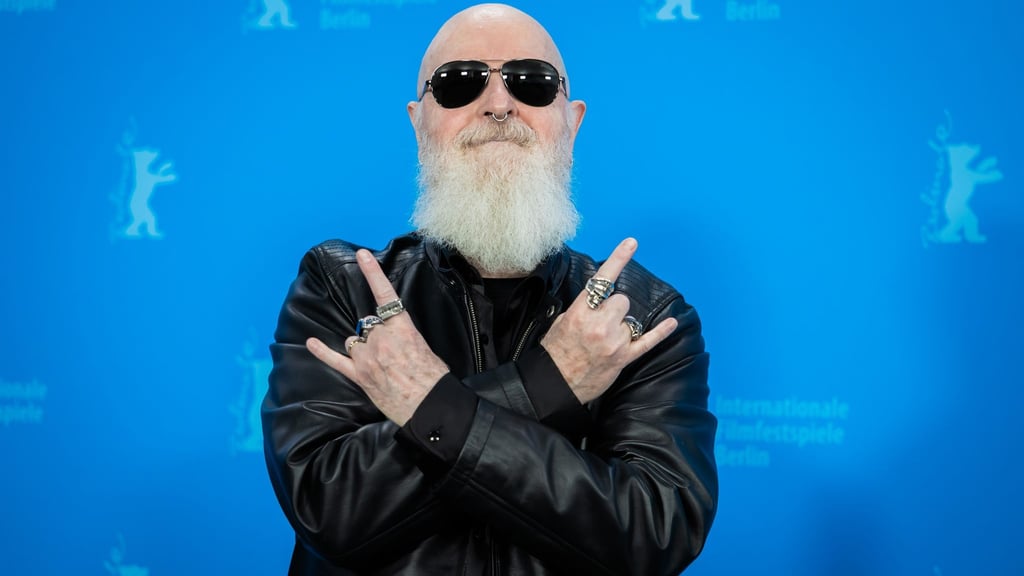 Rob Halford beim Photocall des Films „The Ballad of Judas Priest“ bei der Berlinale am 15. Februar.