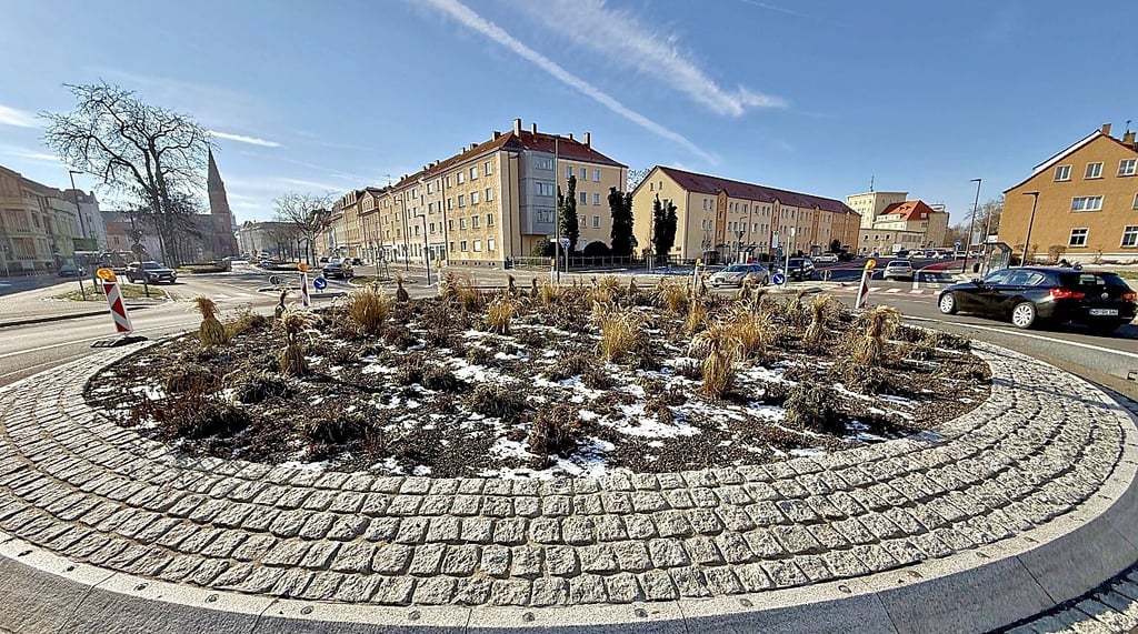 Der Kreisverkehr Albrechtsplatz soll begrünt werden.
