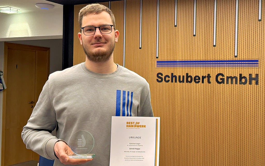 Jannek Hoppe – Kammersieger bei der Deutschen Meisterschaft im Handwerk – ist für seine Ausbildung nach Tangerhütte gezogen. 