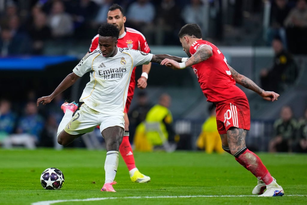 Vinicius Junior (in Weiß) war erneut Reals Siegtorschütze gegen Benfica.