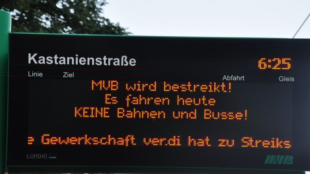 Diese Nachricht werden die Magdeburger ab Donnerstag für drei Tage sehen. Die MVB werden ab Donnerstag bestreikt. Dazu hat die Gewerkschaft Verdi aufgerufen.