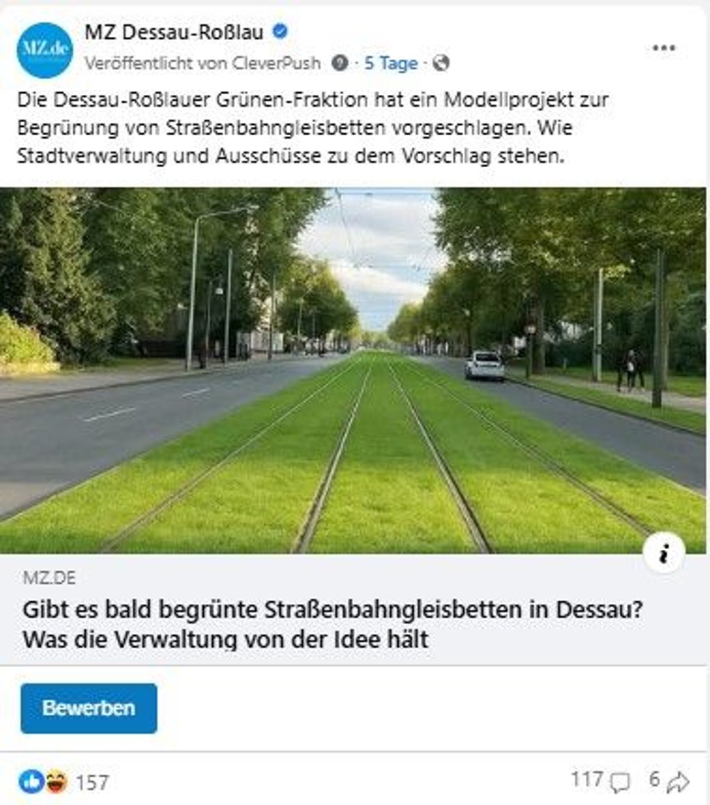 Der Facebook-Post zum geplanten grünen Modellprojekt. 