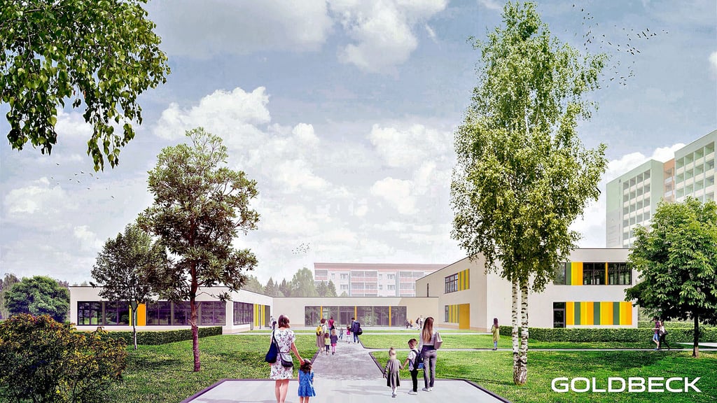 So sollen Hort und Kindertagesstätte der Evangelischen Schulstiftung in der Merseburger Lessingstraße künftig aussehen. 