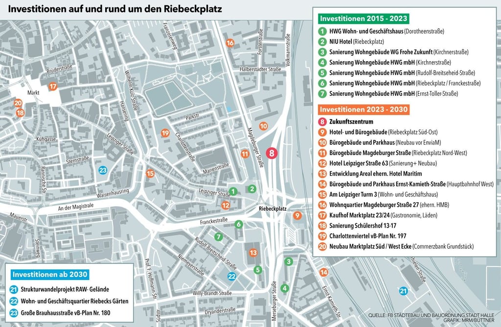 Großprojekte rund um den Riebeckplatz in Halle