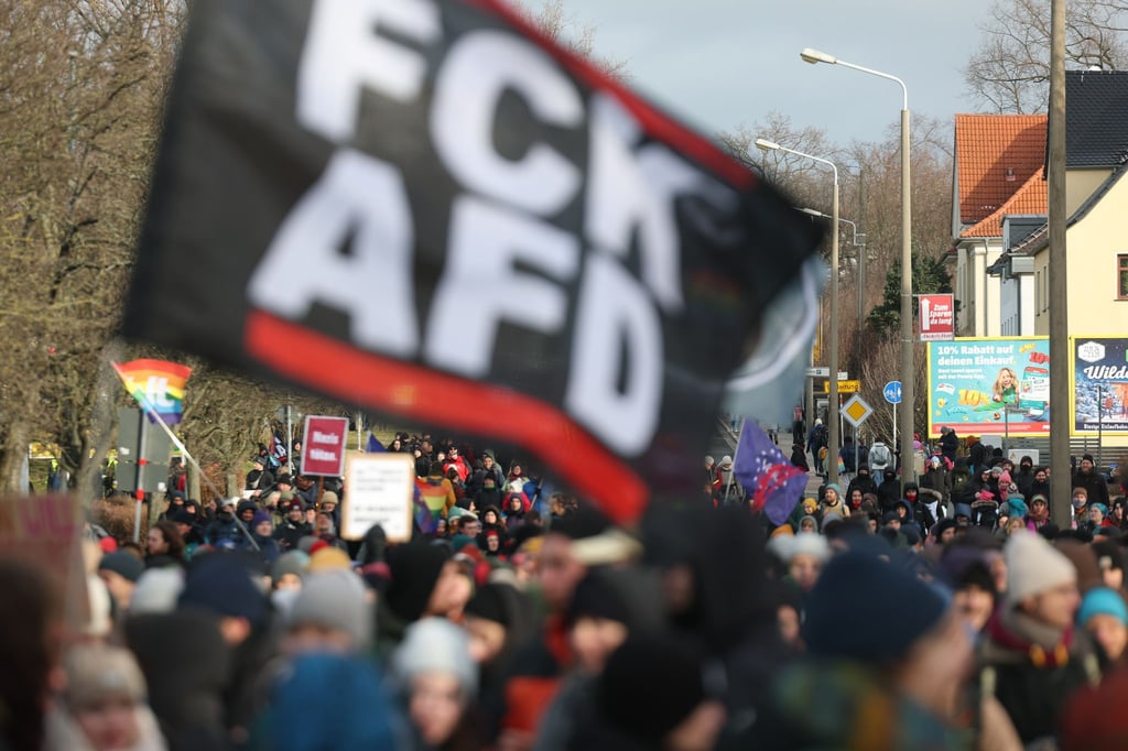 Bei den Protesten gegen den AfD-Parteitag in Riesa war die Stimmung zeitweilig aufgeheizt, vielerorts standen sich Demonstranten und Polizei gegenüber, es gab teilweise Auseinandersetzungen.