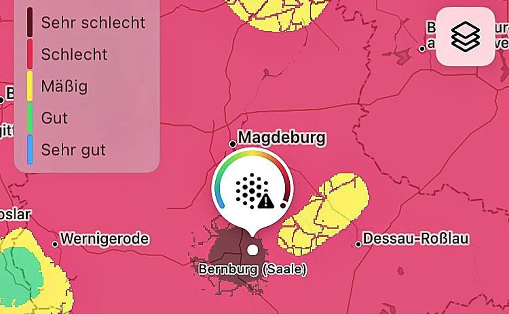 Laut Google-Tochter Breezometer war am Abend des 5. Februar nirgendwo in den neuen Bundesländern die Luftqualität schlechter als in Bernburg.