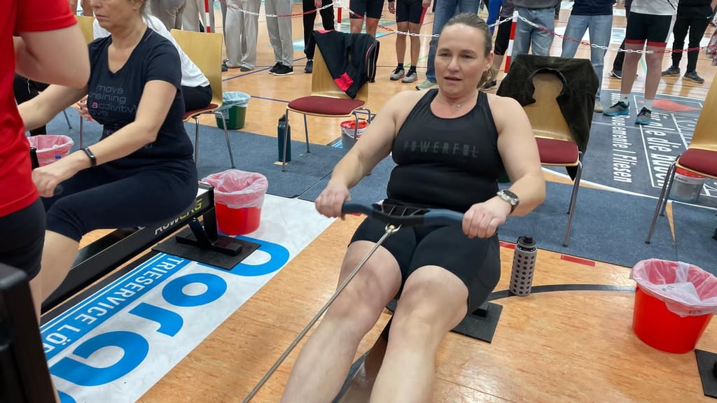 Jenny Spott bei der Mitteldeutschen Ruderergometer-Meisterschaft in Brehna. Dort schaffte die Blankenburgerin die 500 Meter-Distanz in 3:45,3 Minuten. 