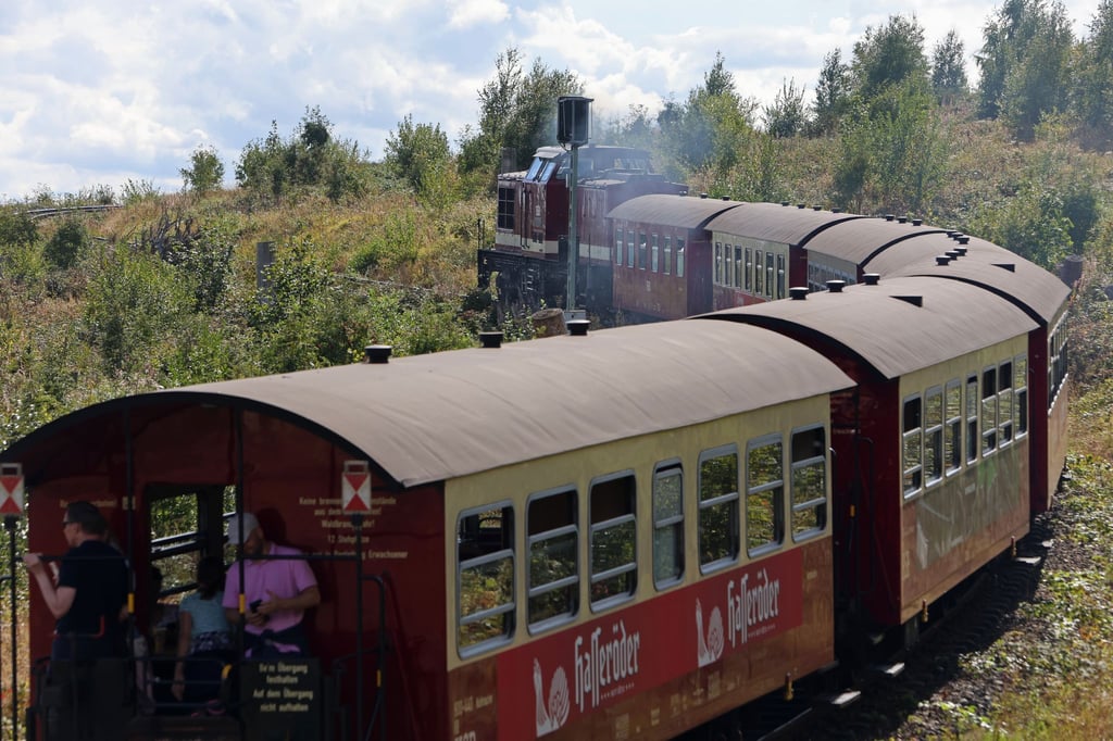 Ein Zug der Harzer Schmalspurbahnen GmbH fährt vom Bahnhof Drei Annen Hohne ab. (Archivbild)