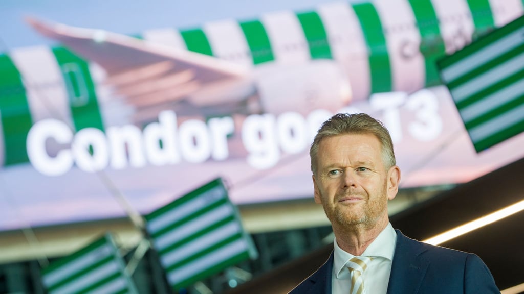 Condor-Chef Peter Gerber sieht die Zukunft der Airline in Frankfurt.