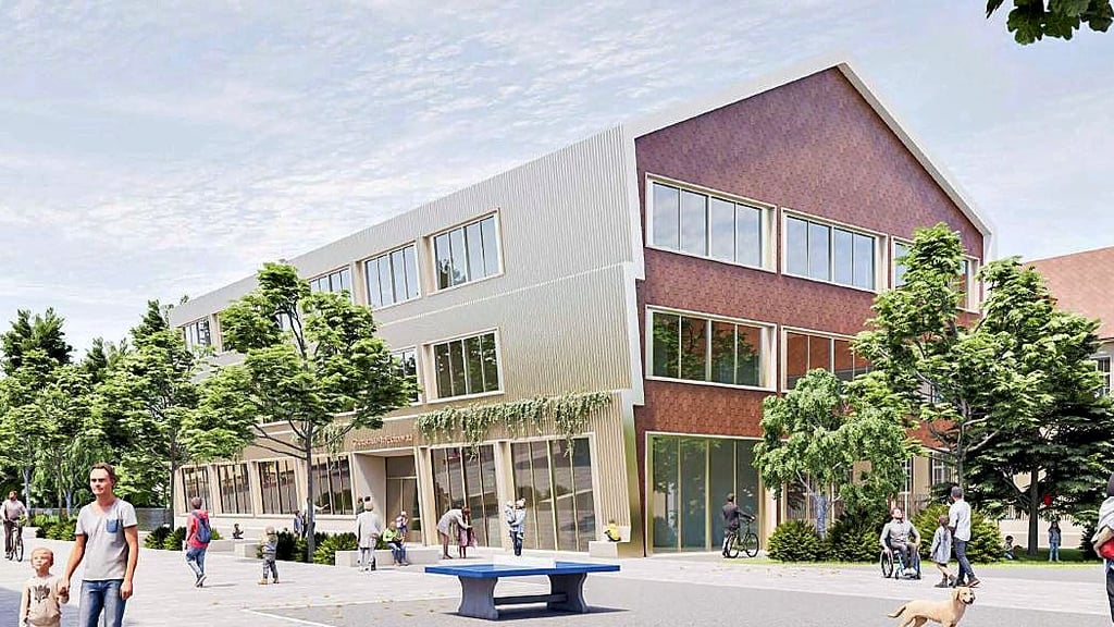 Diese Visualisierung aus der Ideenskizze der Planer gibt einen Eindruck, wie der Neubau  für die Grundschule aussehen könnte. 
