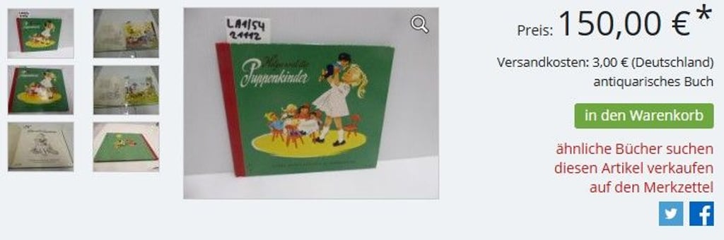 Auf 18 Seiten finden sich schön illustrierte Bilder, für die auf "Booklooker" 150 Euro verlangt werden.