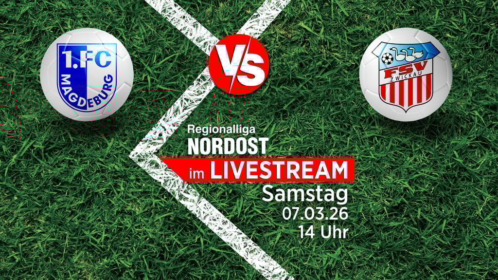 Der 1. FC Magdeburg II hat am 7. März 2026 den FSV Zwickau zu Gast in der Avnet Arena. Wir zeigen das Spiel der Regionalliga Nordost exklusiv im Livestream.