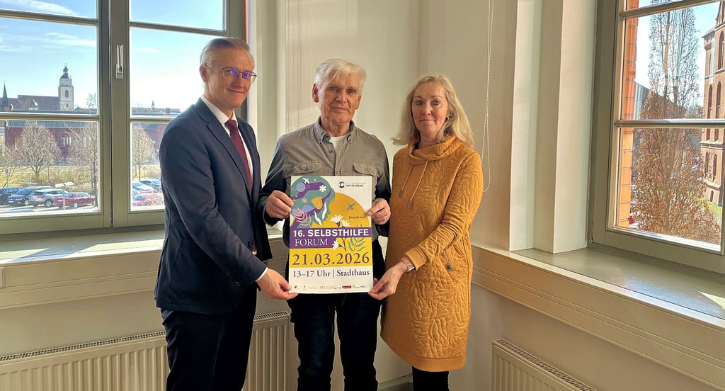 Zum Selbsthilfeforum in Wittenberg laden Bürgermeister André Seidig, Dieter Schollbach und Petra Trollius ein.