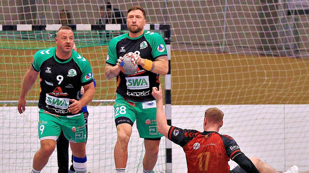 Waren wie ein Fels in der Brandung: Fabian Van Olphen (am Ball) und Chris Hoffmann (l.) stellten einen starken Mittelblock gegen Pirna. 