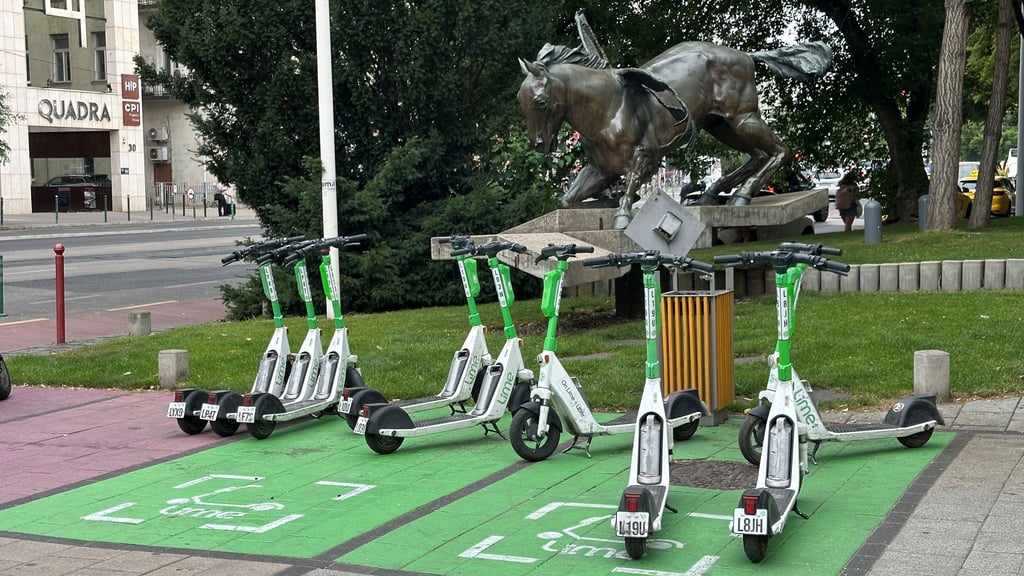 Festgelegte Abstellplätze für E-Roller - wie hier in Budapest - soll es auch in Magdeburg geben.