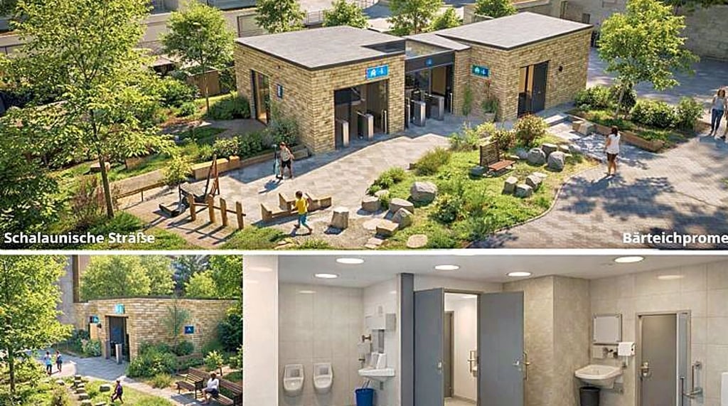 So könnte ein öffentliches WC in einer Mini-Grünanlage in Köthen aussehen.