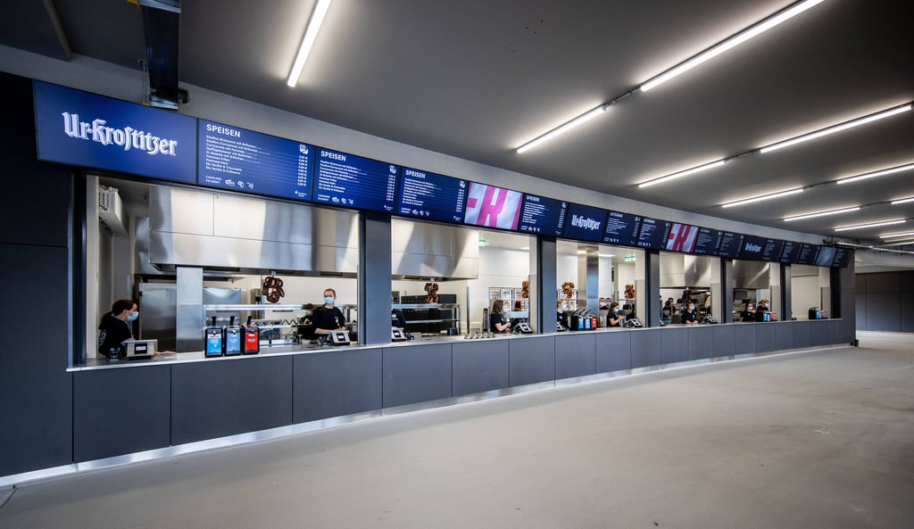 Müssen geschlossen bleiben: Die neuen Kioske im Stadion von RB Leipzig.