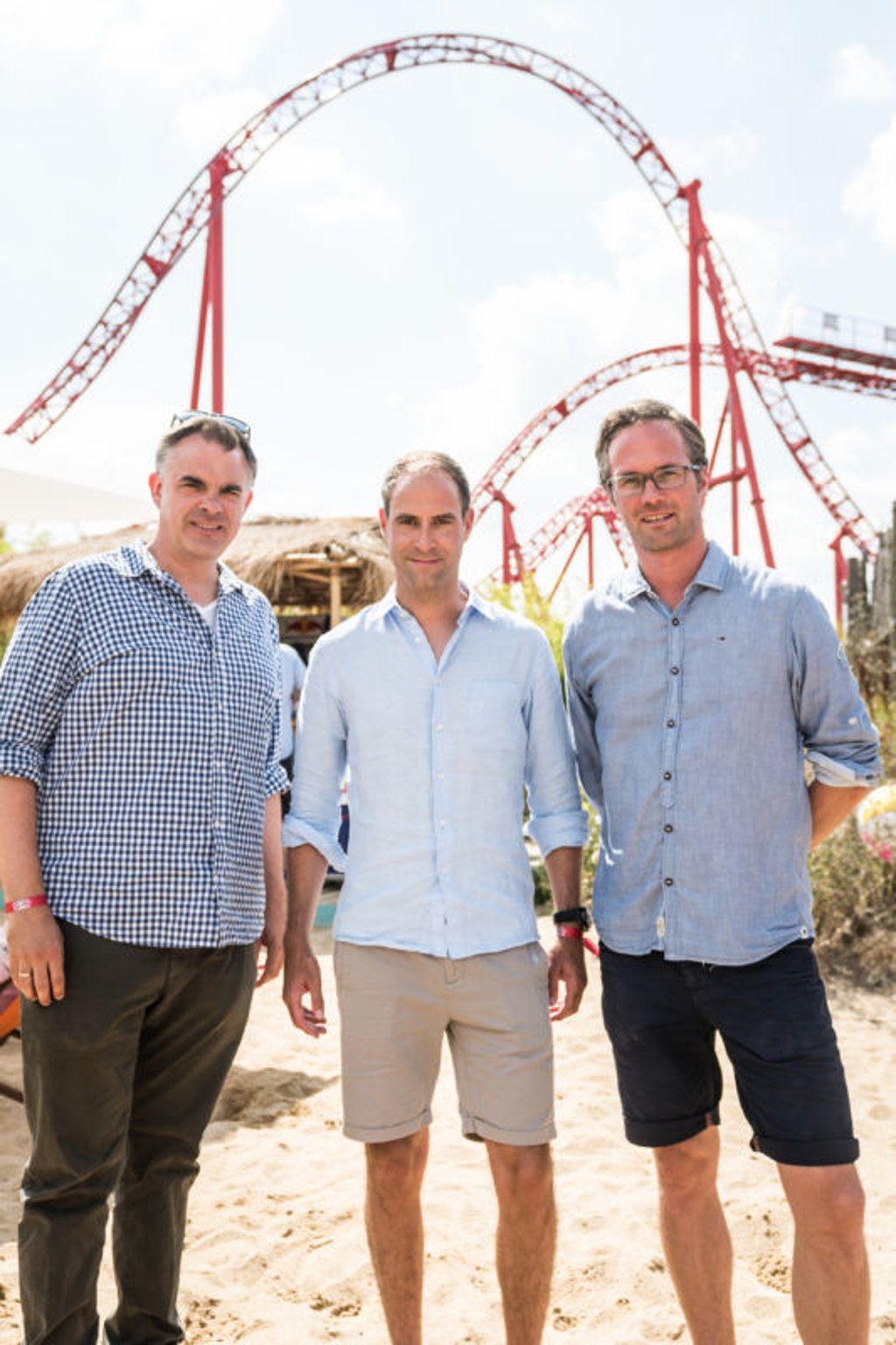 Die Klubbosse ganz leger: Ulrich Wolter, Oliver Mintzlaff und Florian Scholz (von links,