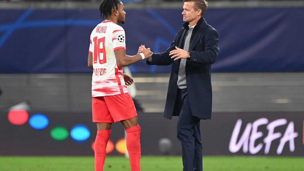 Christopher Nkunku (l.) und Coach Jesse Marsch.