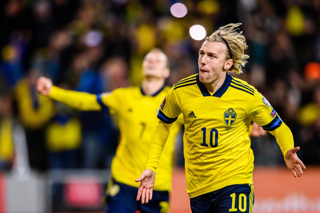 Emil Forsberg feiert sein 1:0 gegen Griechenland.