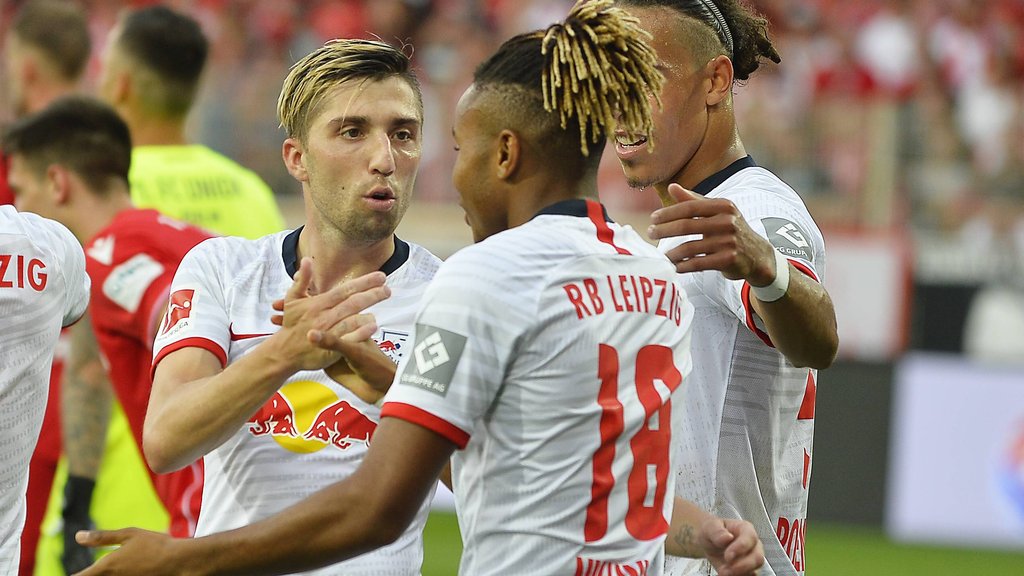 Kevin Kampl, Christopher Nkunku und Yussuf Poulsen