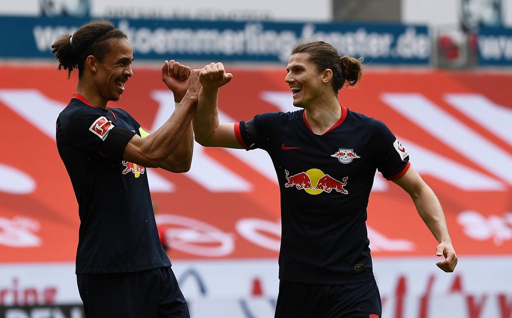 In der Startelf: Yussuf Poulsen und Marcel Sabitzer.