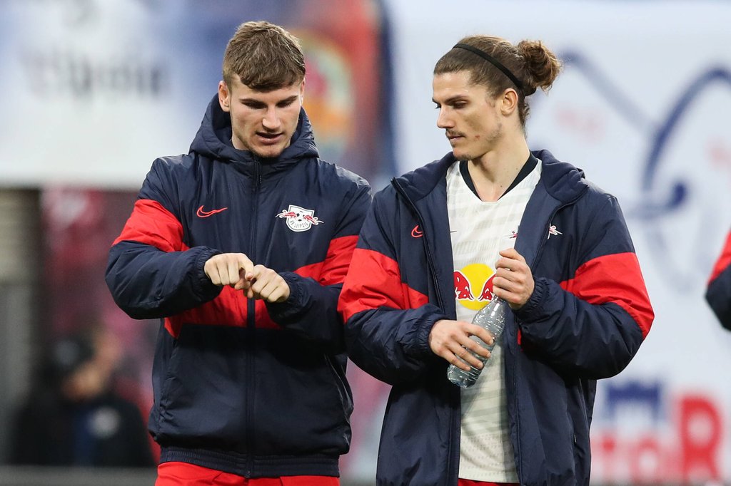 RB Leipzigs Timo Werner (l.) und Marcel Sabitzer (r.) führen zwei Bundesliga-Statistiken an.