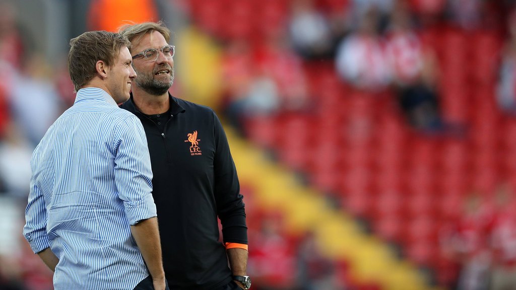 Waren schon mal Kontrahenten: Jürgen Klopp und Ex-TSG-Trainer Nagelsmann (l.)