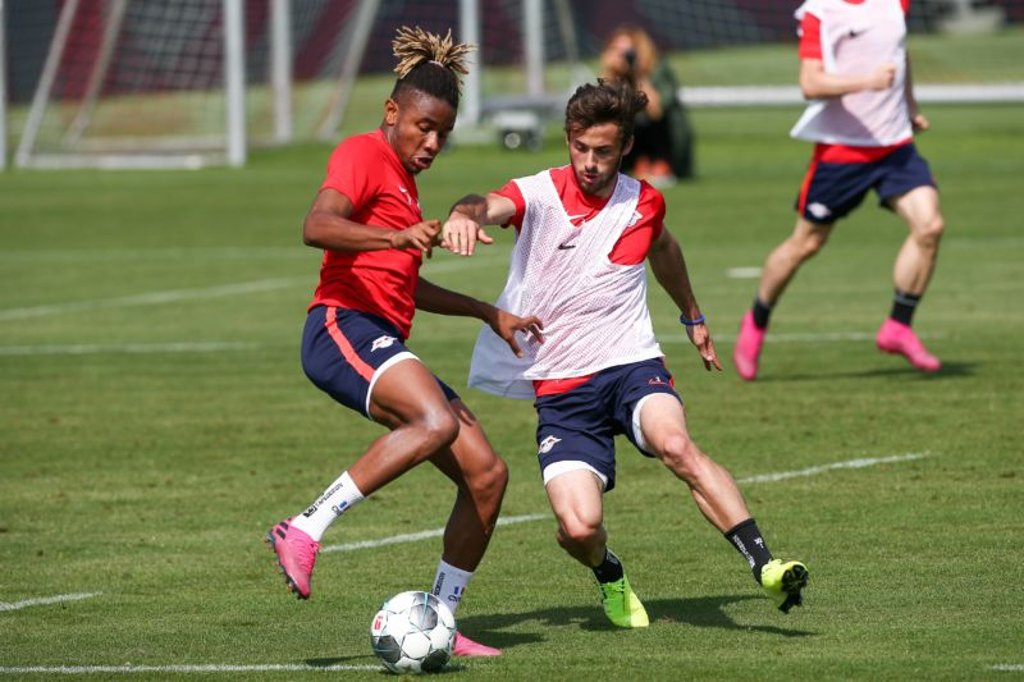 Wieder im Training: Christopher Nkunku und Marcelo Saracchi.