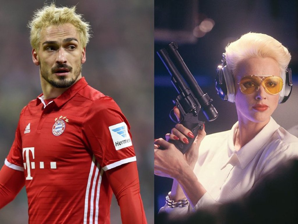 Der blondierte Mats Hummels und Brigitte Nielsen.