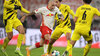 Schwarz-Gelbe Übermacht: Angeliño umringt von Dortmunds Mittelfeld-Defensive.