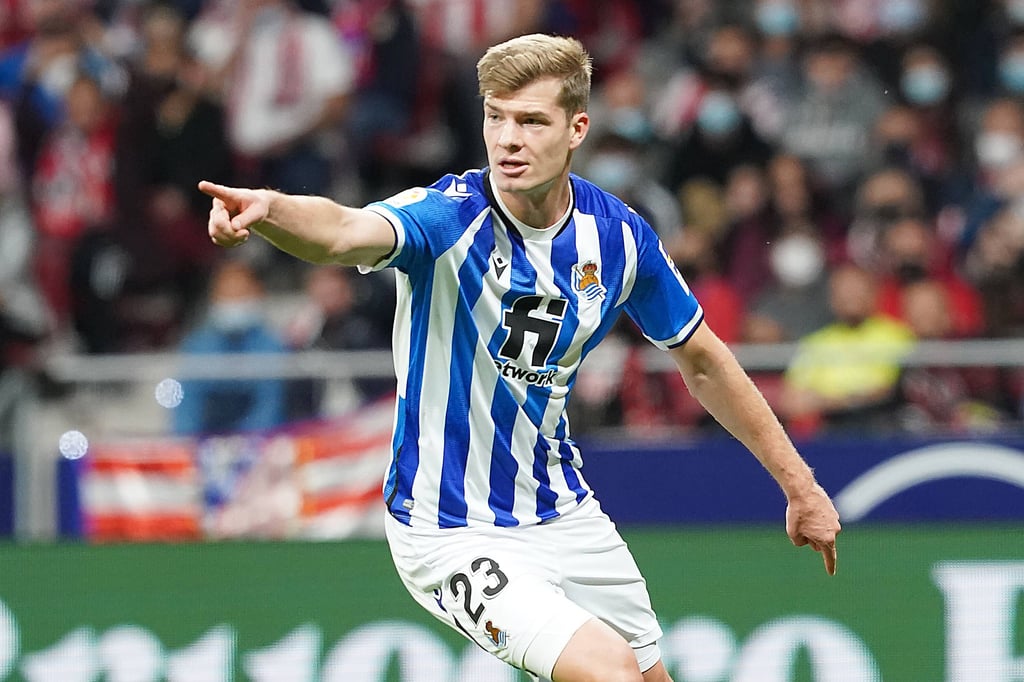 Alexander Sörloth von Real Sociedad feiert ein Tor während eines La Liga-Spiels.