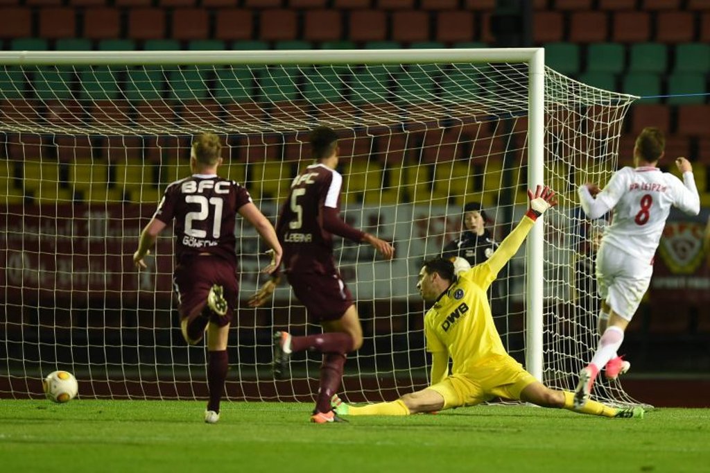 Federico Palacios netzt zum 6:1 gegen BFC Dynamo: Viererpack.
