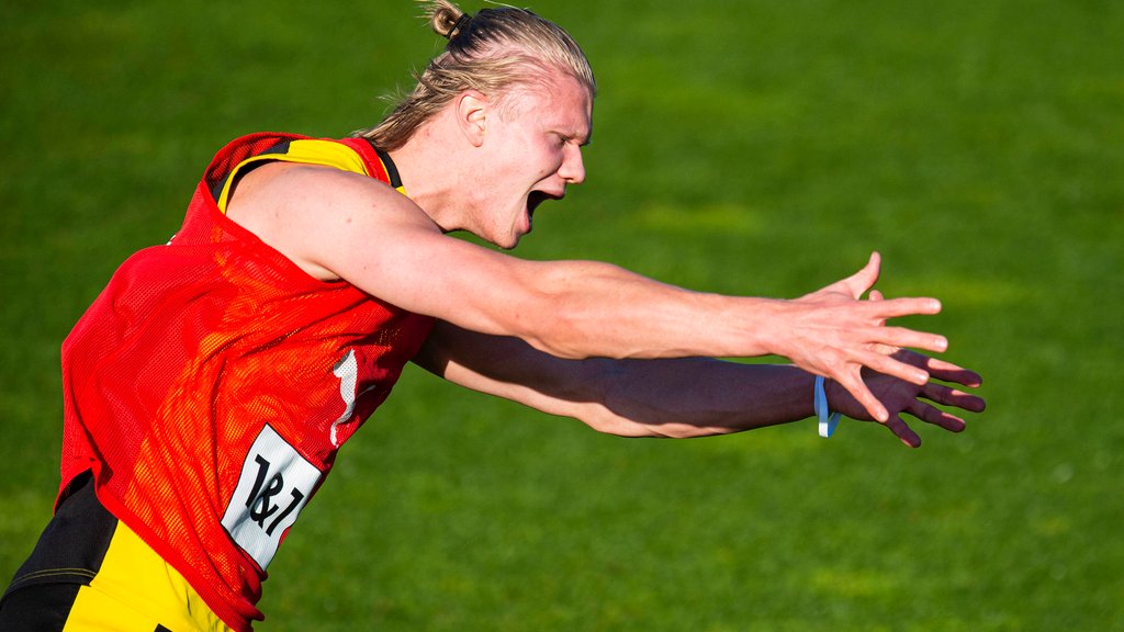Gibt auch im Training Vollgas – zumindest beim Jubeln: Erling Haaland.