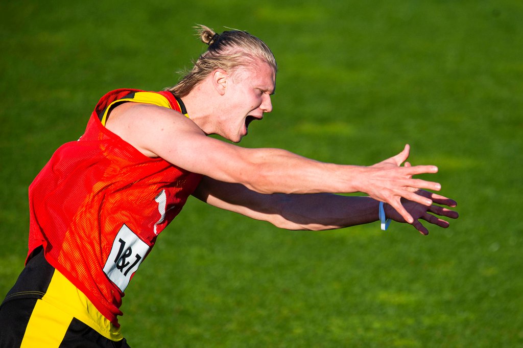 Gibt auch im Training Vollgas – zumindest beim Jubeln: Erling Haaland.