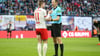 Diskussionen mit Timo Werner: Schiedsrichter Benjamin Cortus pfeift RB Leipzig gegen Babelsberg im DFB-Pokal.