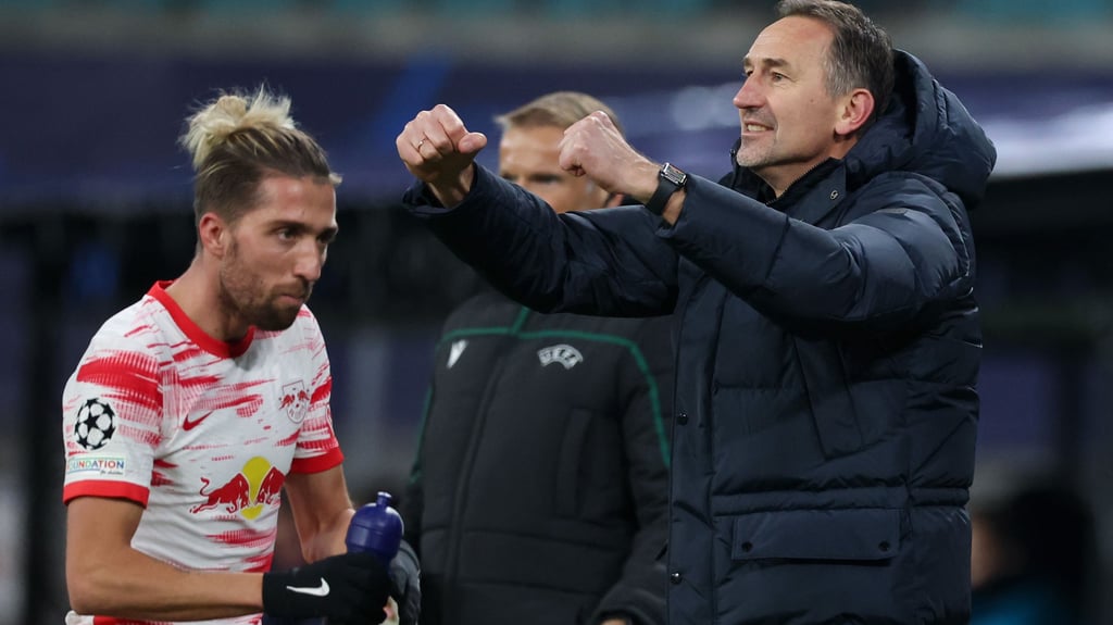 Zweiter Sieg im zweiten Champions-League-Spiel mit RB Leipzig: Achim&nbsp; Beierlorzer.
