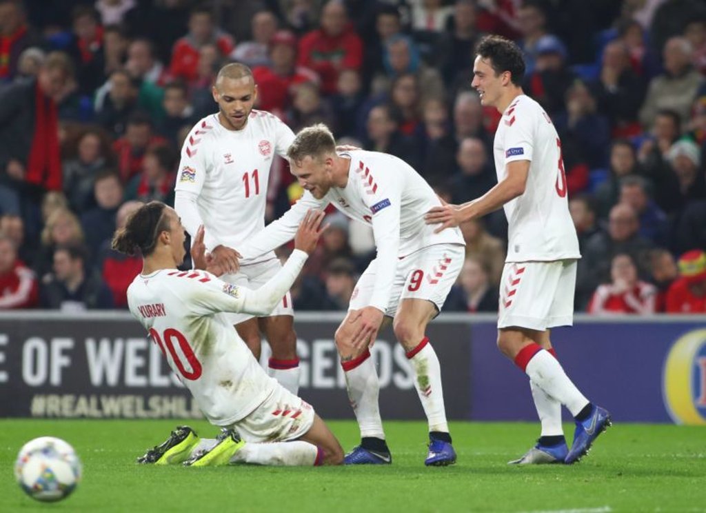 Yussuf Poulsen nach seinem traumhaften Assist für Dänemark.