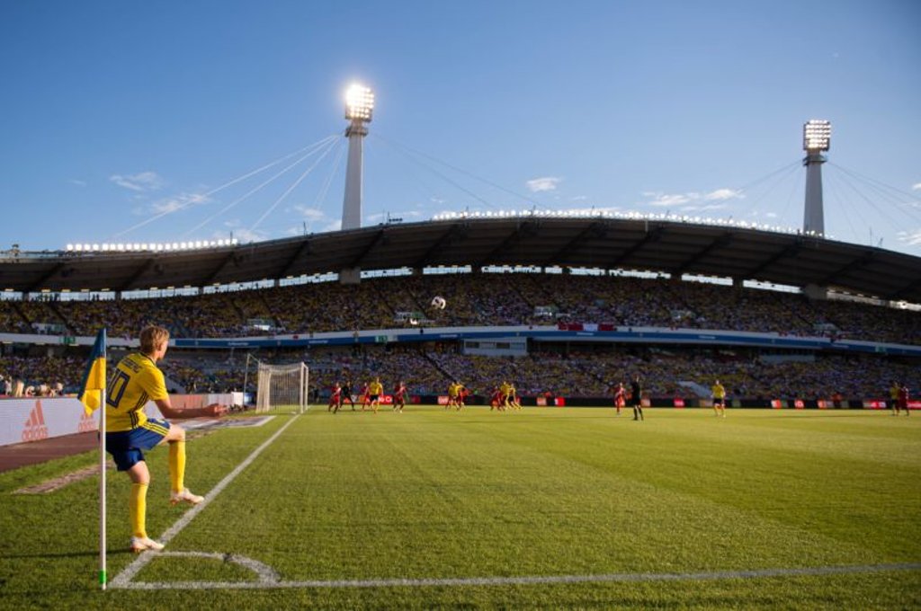 Emil Forsberg beim Testspiel gegen Peru mit Scheden.