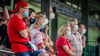 Fans beobachten RB Leipzigs Spieler beim oeffentlichen Training 