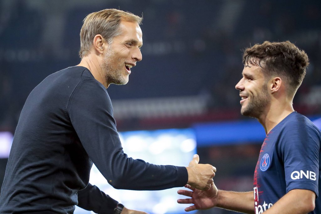 Thomas Tuchel und Juan Bernat bei Paris St. Germain.