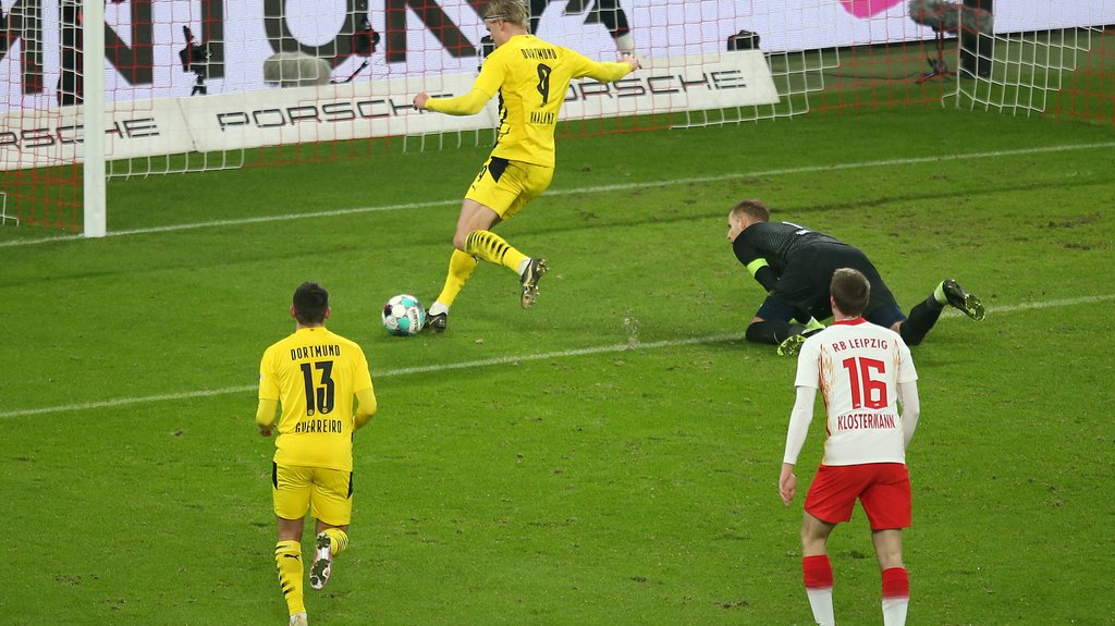 Haalands zum Zweiten: Der Norweger erzielt das 0:3 aus Leipziger Sicht