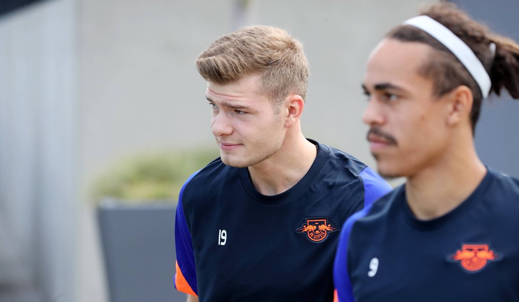 Stürmerduell: Alexander Sörloth und Yussuf Poulsen.