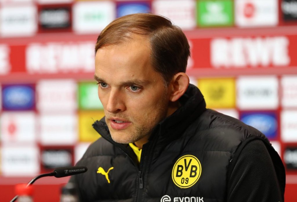 Thomas Tuchel spricht auf der Pressekonferenz vor dem Topspiel Borussia Dortmund gegen RB Leipzig.